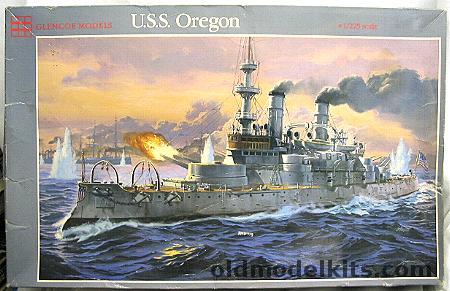 Glencoe 1/225 BB-3 USS Oregon (Indiana Class) - With Decals for USS Indiana (BB-1) / USS Massachusetts (BB-2), 08301 plastic model kit